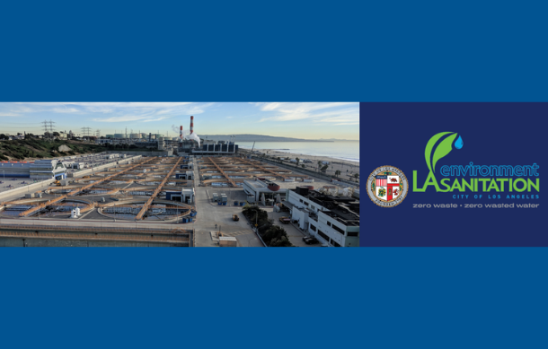 Hyperion plant exterior image and LA Sanitation logo