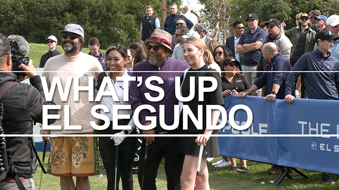 Topgolf Ribbon Cutting group of golfers What's Up El Segundo