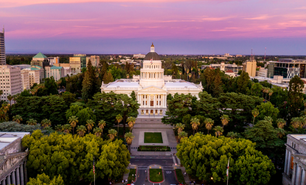 California Capitol Building at Sunset