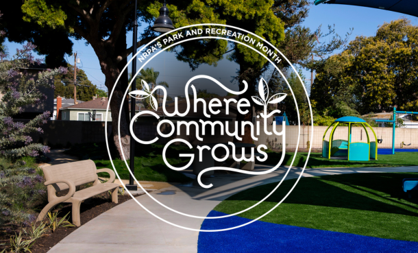 Path in Acacia Parik with the 2023 National Rec & Park Logo