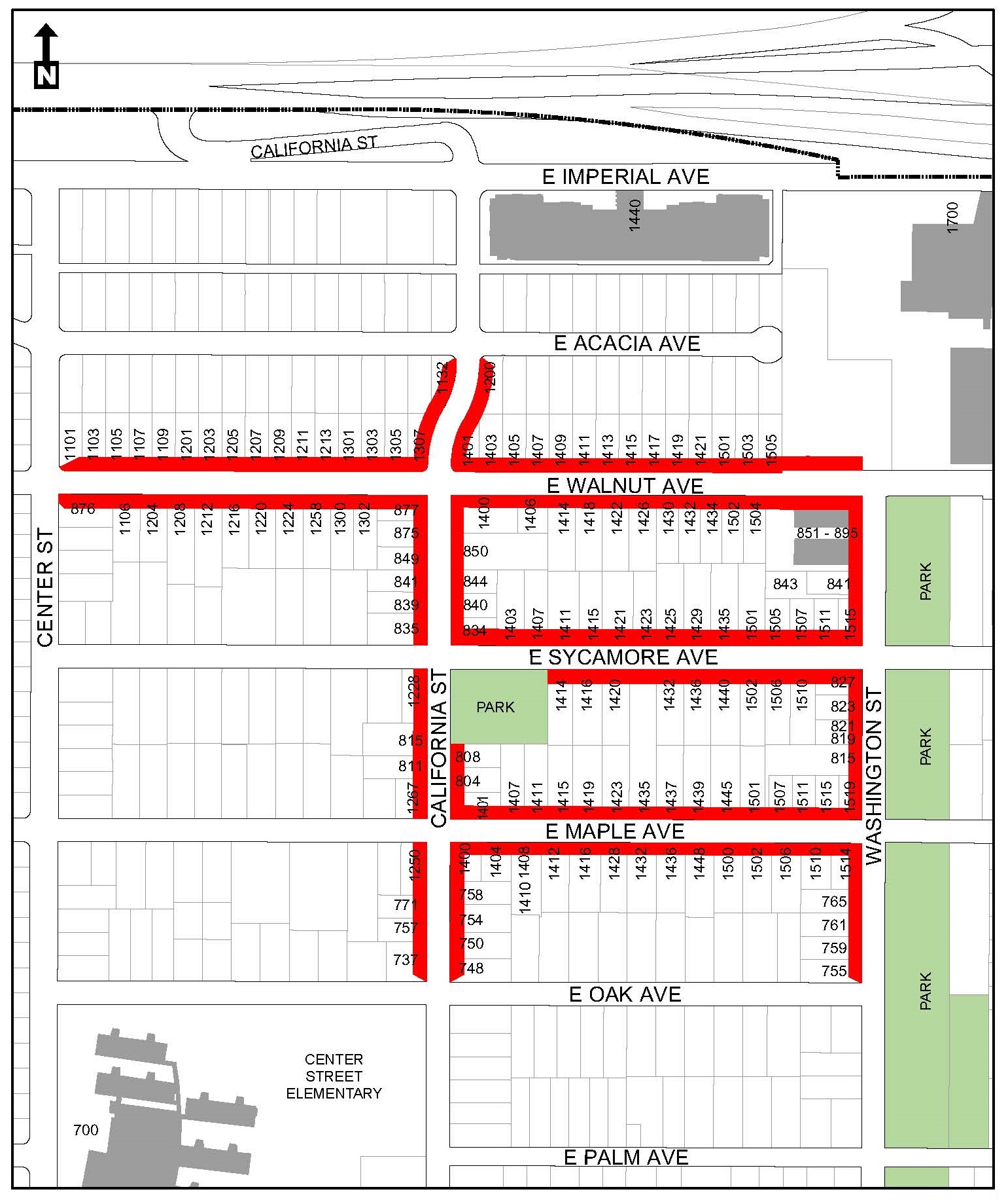 map showing areas where parking permits are needed