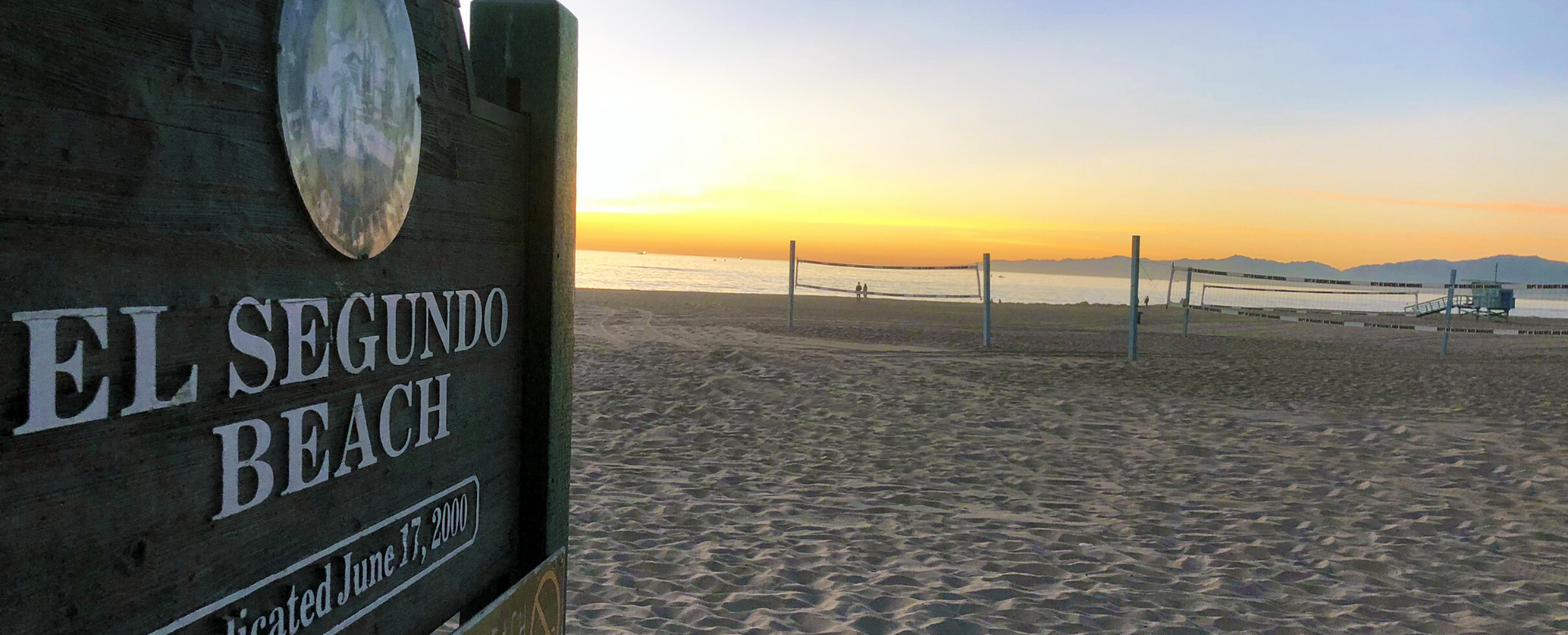 El Segundo Beach Sign at Sunset