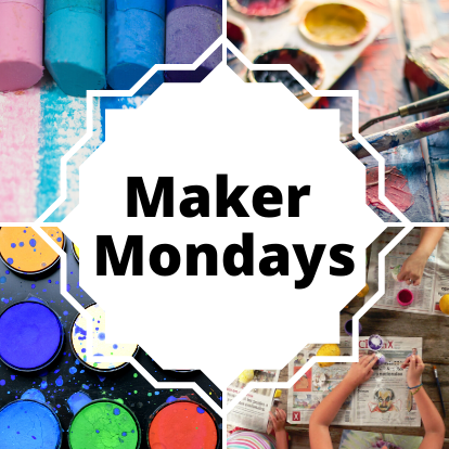 Photo of craft supplies with the words Maker Mondays in the Middle