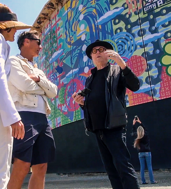 John Van Hamersveld in front of DWP Tank Mural